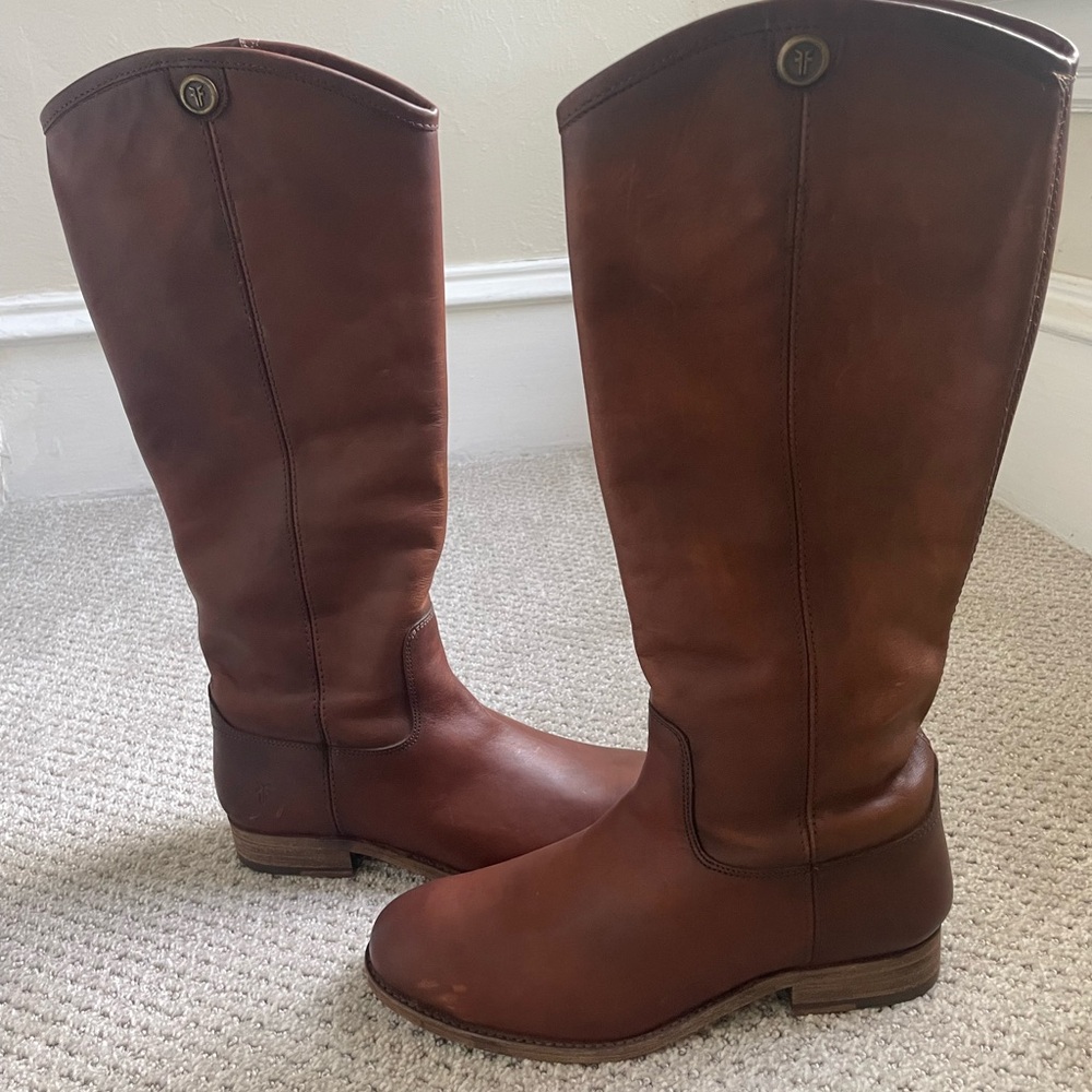 Frye Melissa boots 4015 Brown Leather Knee High Tall Riding Campus Boots Sz 7B